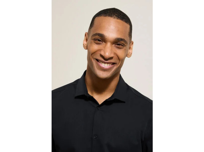 Chemise sans repassage regular en coton - Noir