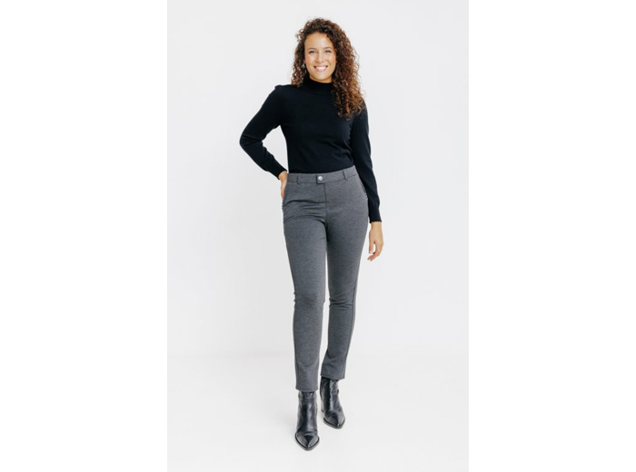 Pantalon Maille Slim Bouton Fantaisie