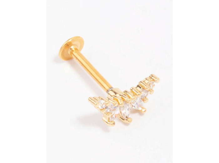 Gold Plated Surgical Steel Triangular Marquise Single Flat Back
