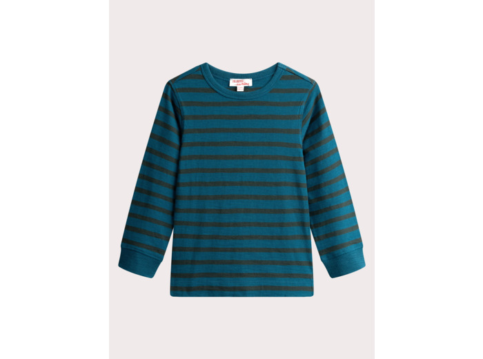 T-shirt turquoise foncé avec rayures vertes pour garçon