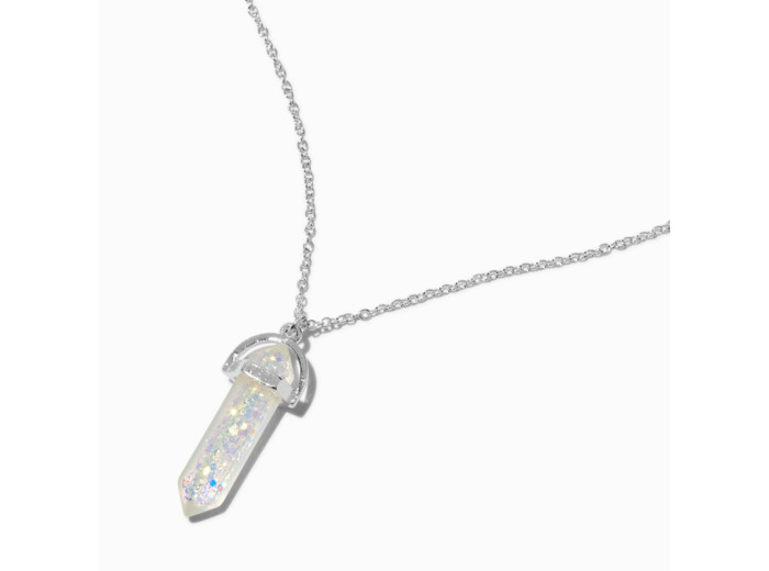 Collier à pendentif mystique à paillettes transparentes qui change de couleur en réaction aux UV