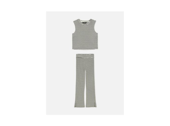 7–15 ans | Ensemble débardeur et legging à ourlet fendu rayés