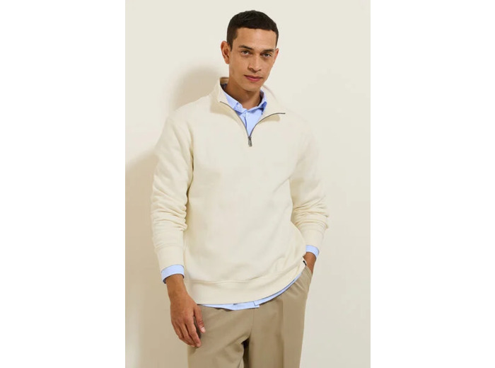 Sweat à col montant zippé - Ecru