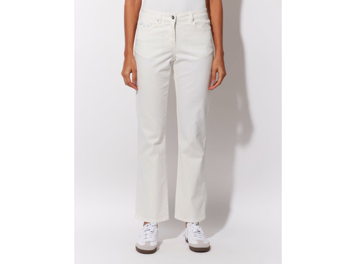 Pantalon 7/8 droit uni BLANC Femme