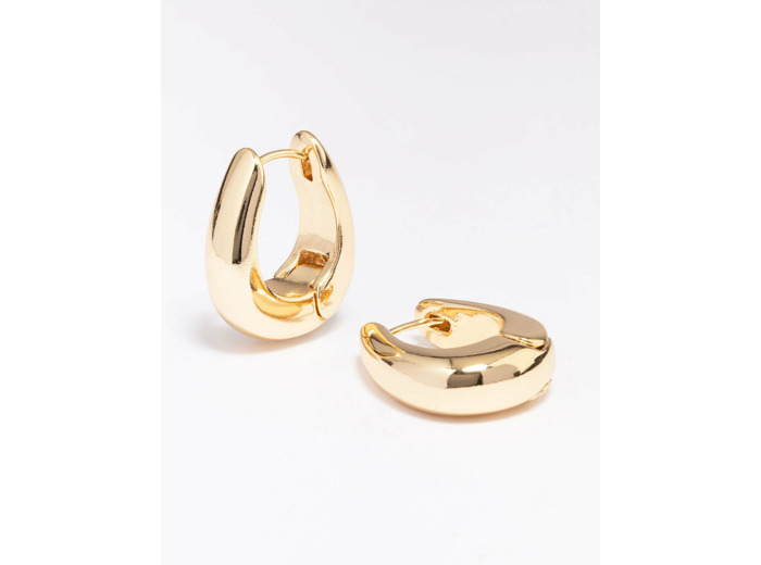 Gold Plated Large Bold Oval Hoop Earrings
