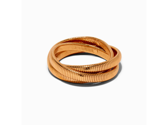 Bracelet fin bangle enrouleur chaîne serpent couleur dorée