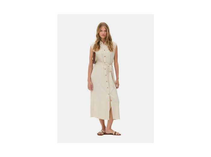 Robe chemise mi-longue à ceinture