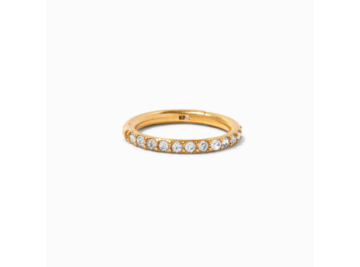 Piercing de nez 1,2 mm avec strass en titane couleur dorée