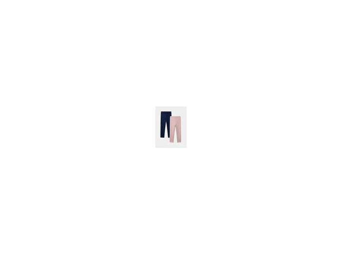 Lot de 2 leggings doublés, imprimé léopard ou rose uni, pour filles