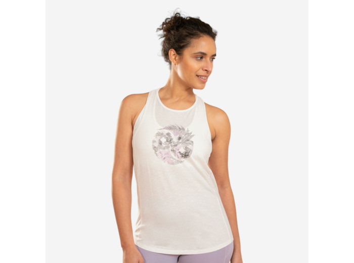 DÉBARDEUR YOGA COTON IMPRIMÉ BLANC CASSE