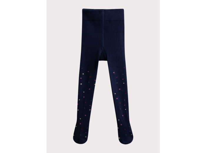 Collant marine à motif étoiles multicolores pour fille