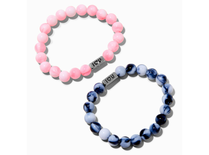Bracelets perlés nacrés best friends - Lot de 2