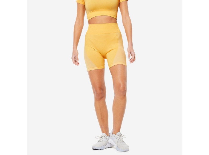 Short de fitness seamless et taille haute, jaune