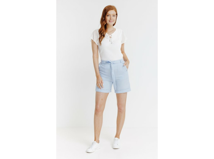 Short À Revers Avec Ceinture À Nouer