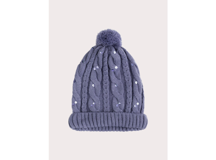 Bonnet violet à sequins pour fille