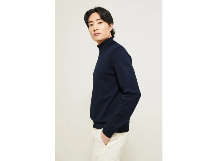 Pull col roulé - Bleu moyen