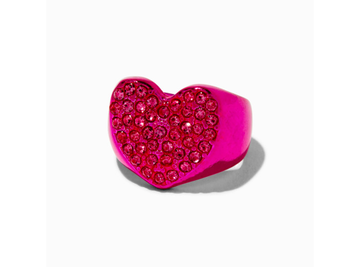 Bague cœur bling-bling rose