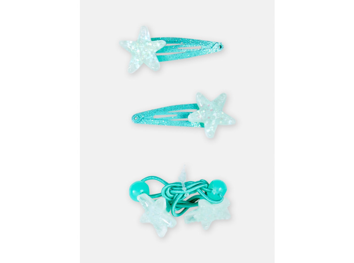 Lot de 2 barrettes clips et un élastique pour fille