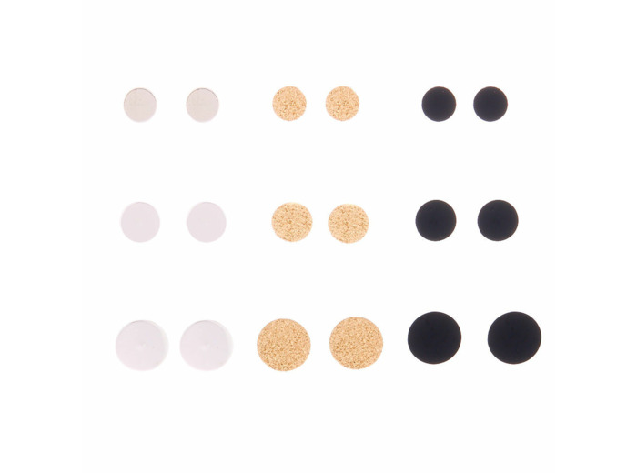 Lot de 9 clous d'oreille plats à effet gradué en métaux mixtes