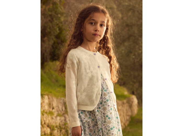 Gilet écru fleur