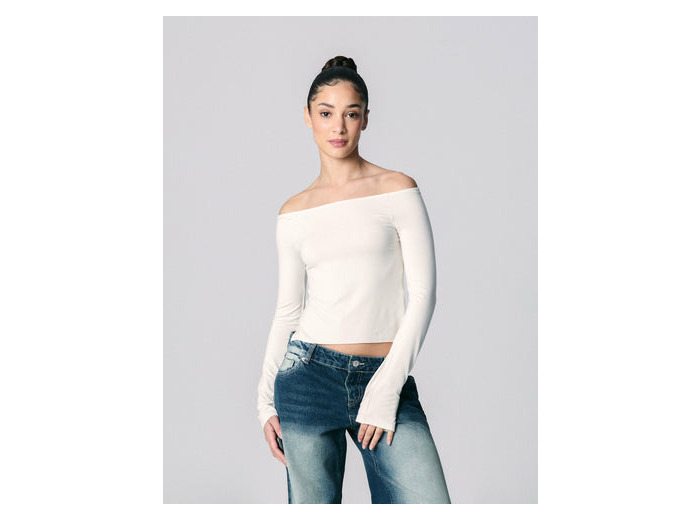 T-shirt col bardot sable