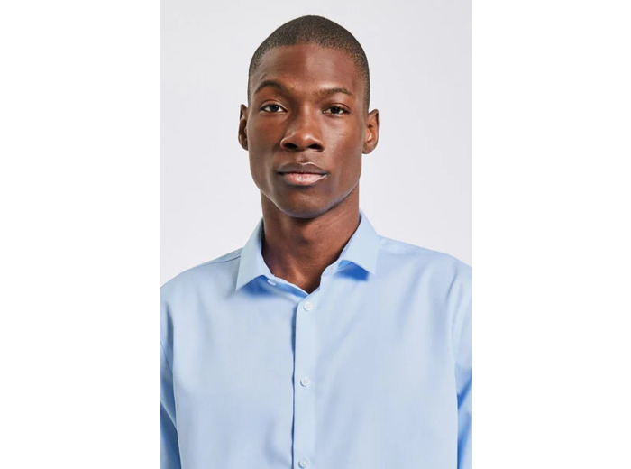 Chemise sans repassage regular en coton - Bleu clair