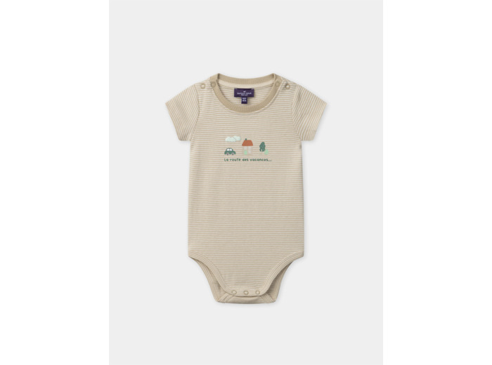 Body écru à rayures et manches courtes Bébé Garçon