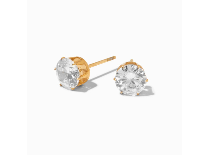 Clous d’oreilles 8 mm serti cupcake en zircon cubique et titane couleur dorée - Collection C Luxe