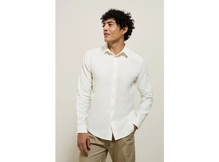 Chemise en coton piqué unie - Ecru