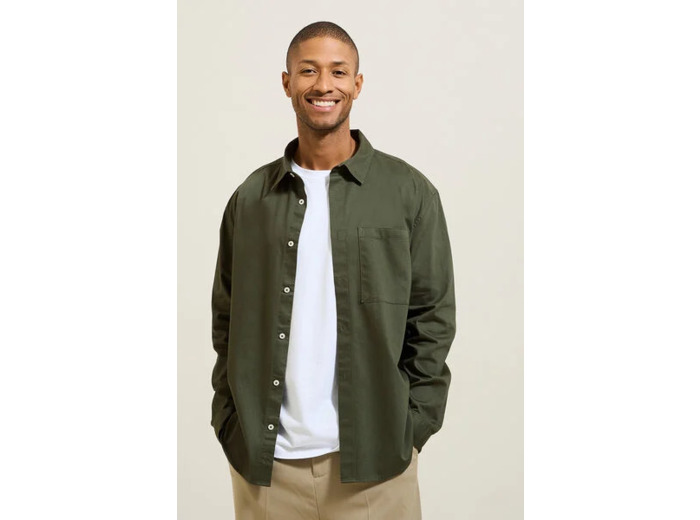Chemise en coton twill - Vert kaki