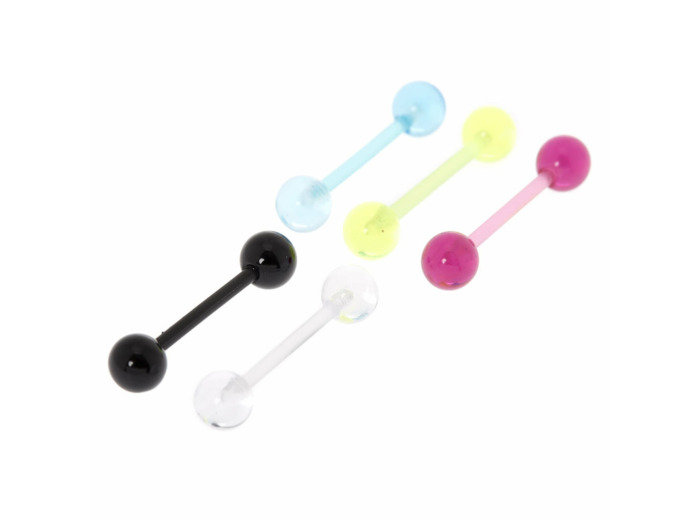 Barres de piercing de langue fluo 1,6 mm - Lot de 5