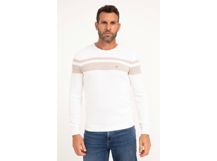Pull col rond rayé Natural