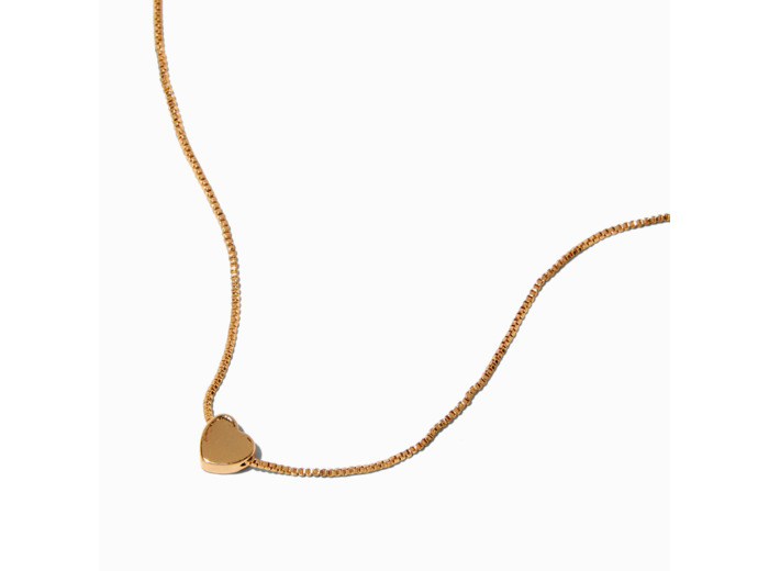 Collier avec mini pendentif cœur à glissière couleur dorée