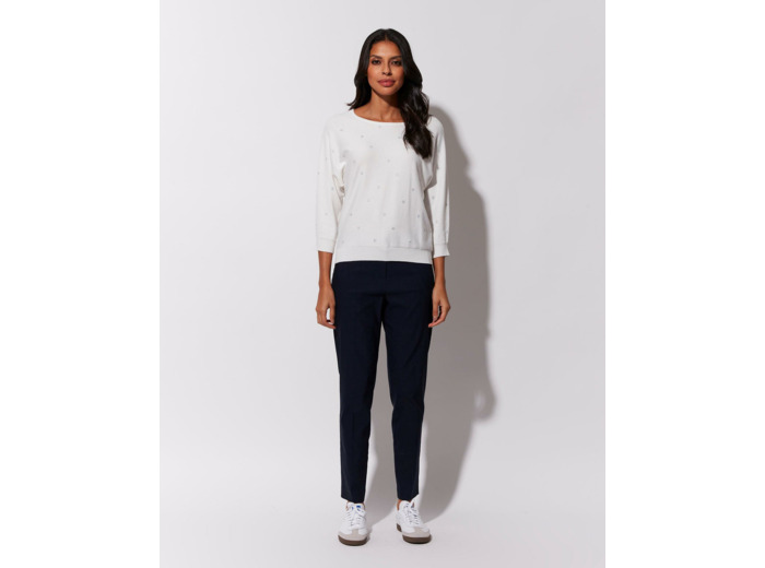Pantalon 7/8 slim uni MARINE Femme