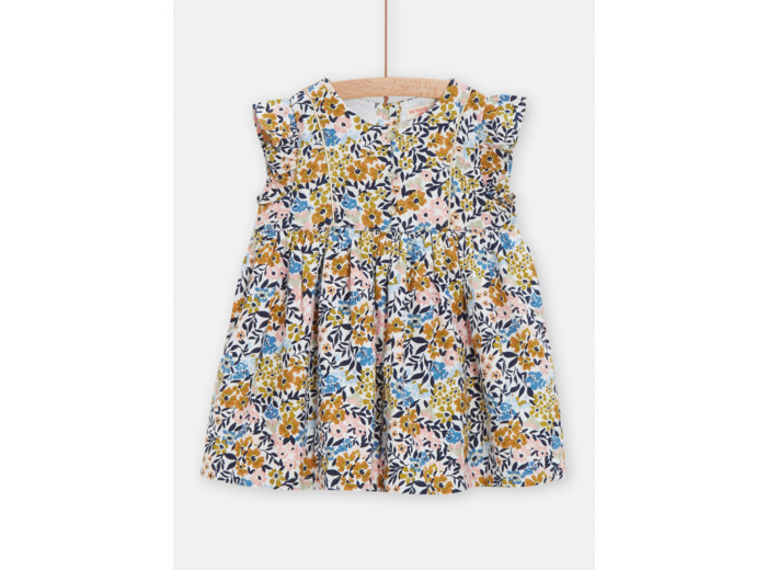 Robe écrue à imprimé fleuri pour bébé fille