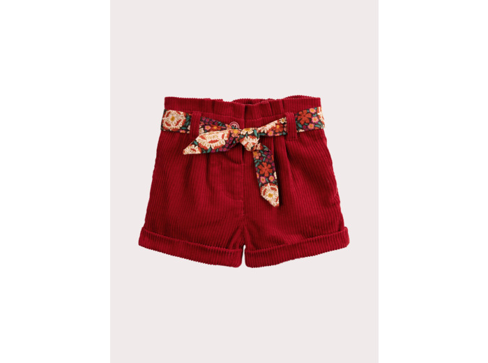 Short en velours rouge pour bébé fille