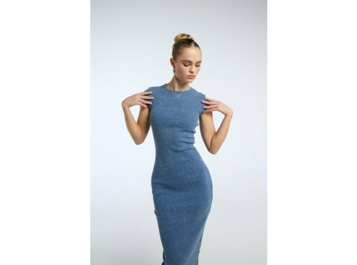 Robe midi côtelée