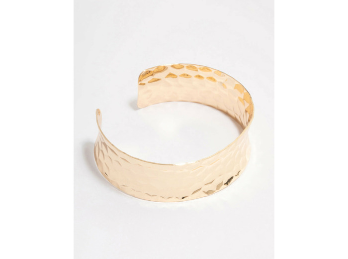 Gold Hammered Open Wrist Cuff