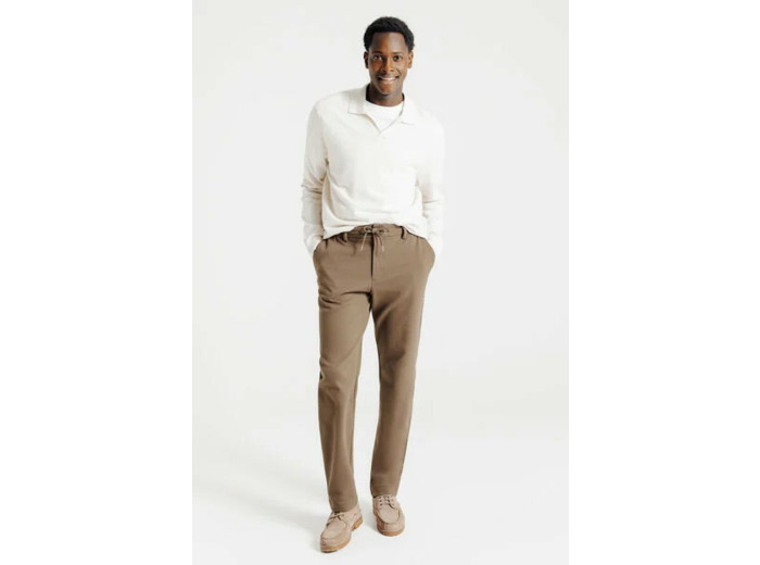Pantalon chino tapered maille - Marron