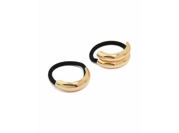 Gold Chunky Curved Hair Ties 2-Pack