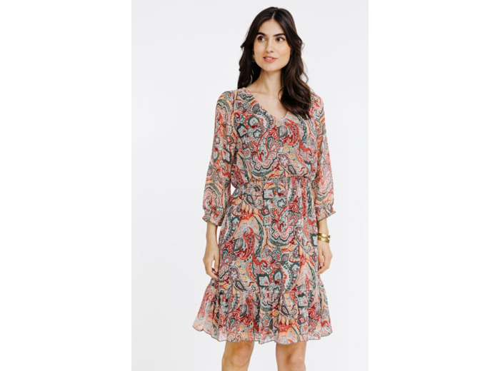 Robe imprimée smockée à la taille