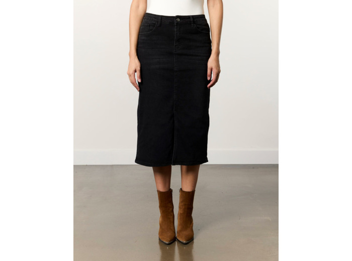 Jupe longue en denim unie NOIR