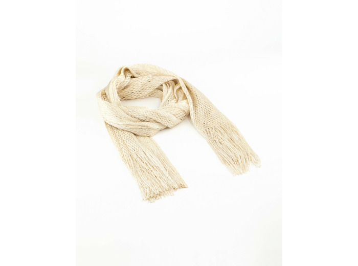 Cream Draped Fabric Long Scarf