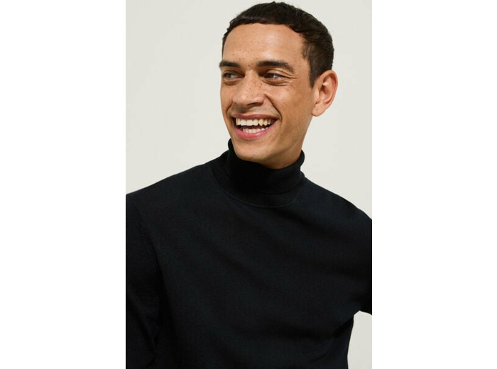 Pull col roulé mérinos - Noir