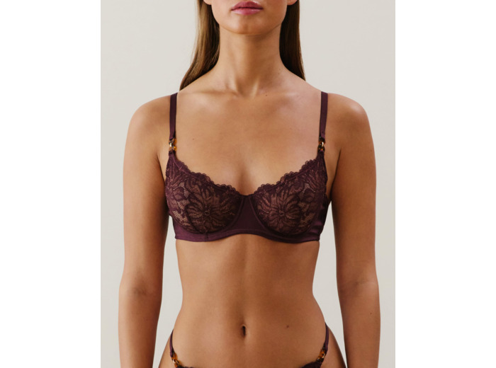 Soutien-gorge corbeille en dentelle marron