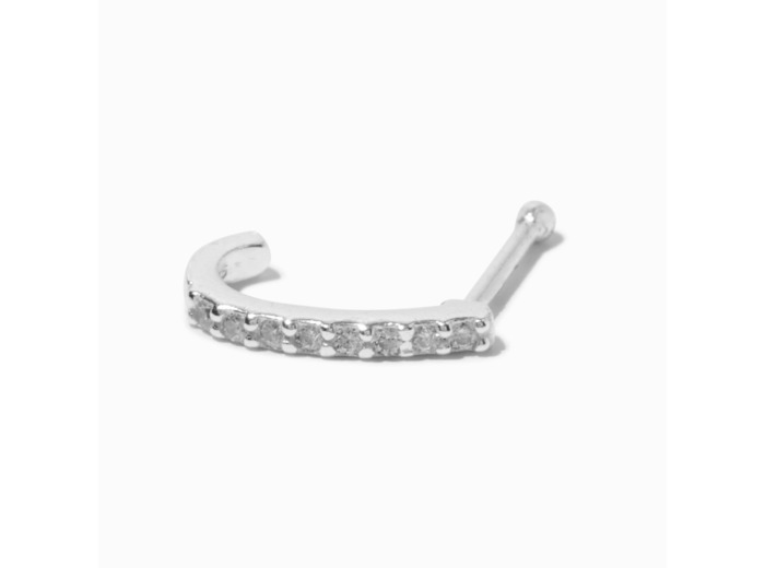 Anneau de nez 0,6 mm pavé en zircon cubique couleur argentée