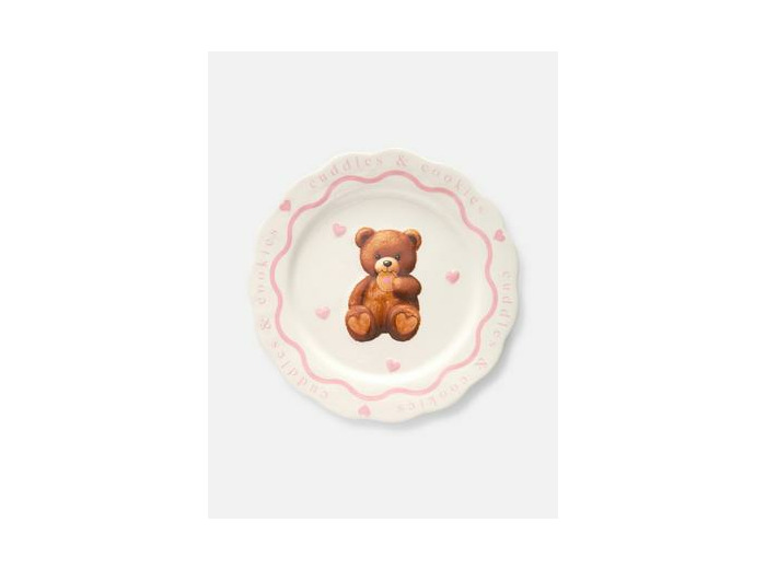 Assiette ondulée à motif ours en peluche
