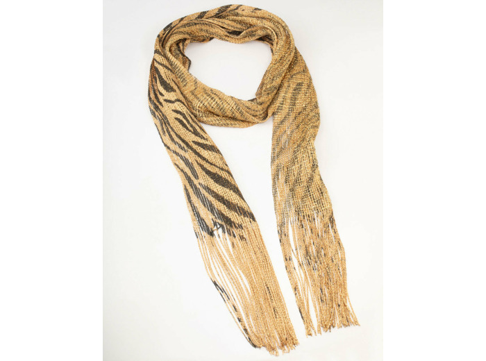 Gold Skinny Lurex Fabric Zebra Scarf