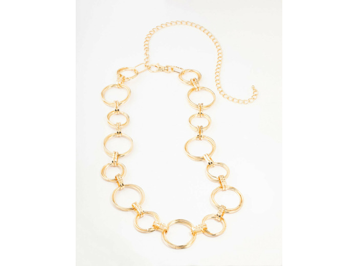 Large Gold Mixed Circle Link Belt