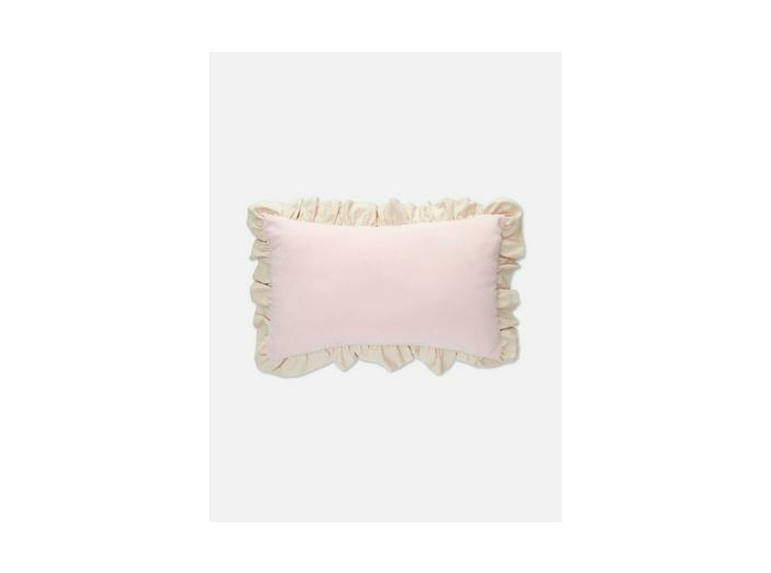 Coussin rectangulaire en velours à volants